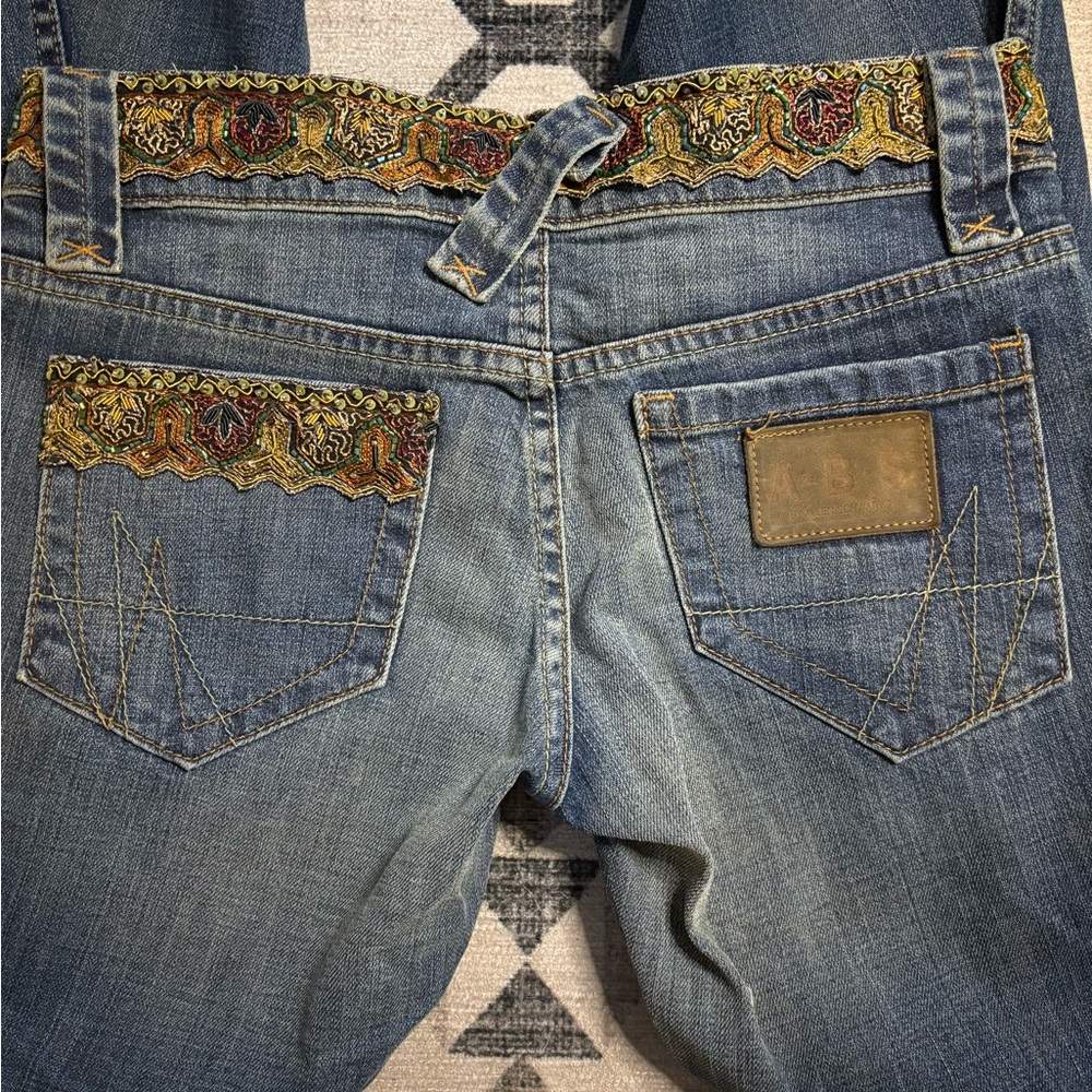 ABS Embroidered Flair Cut Jeans in Blue